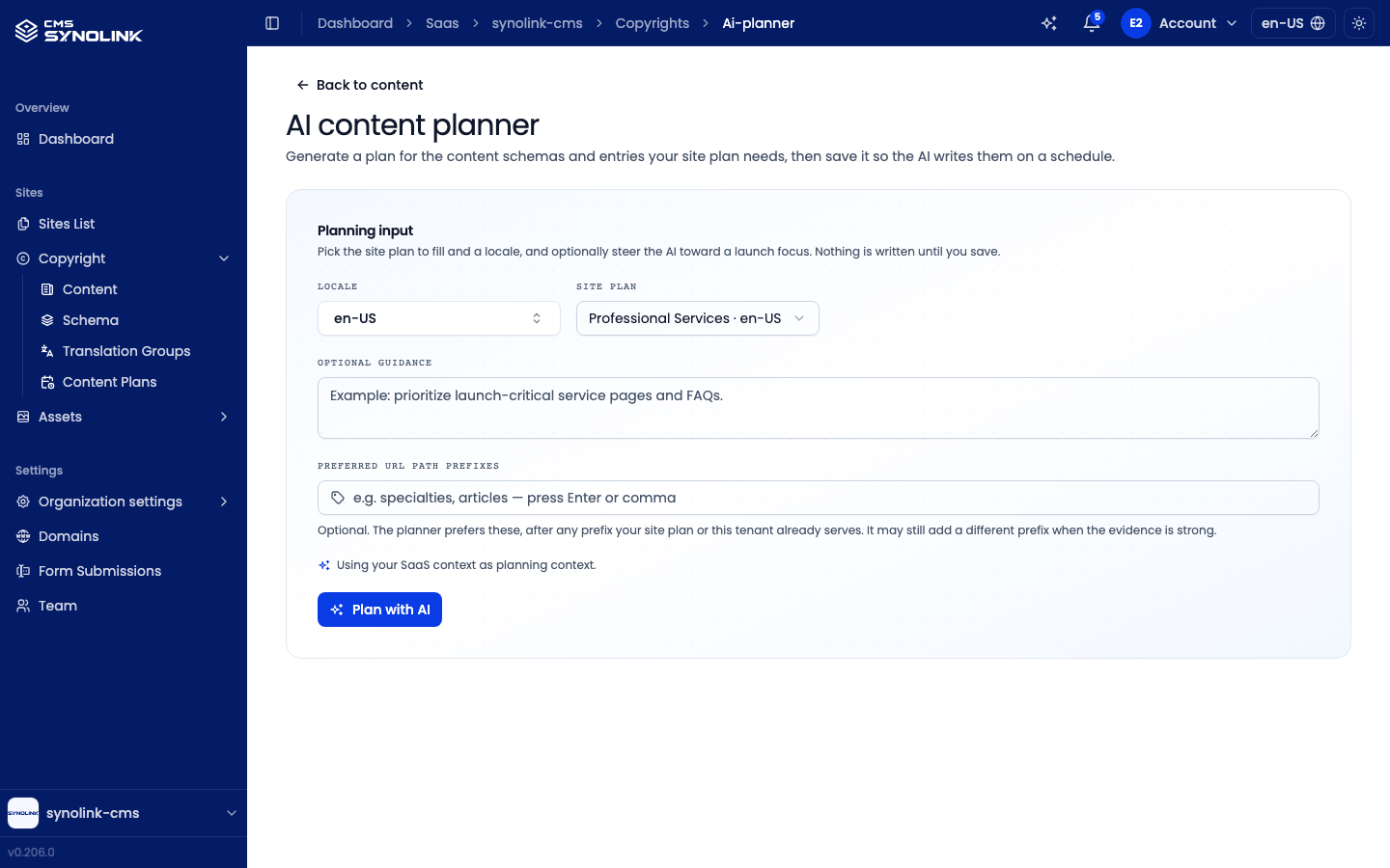 AI content planner