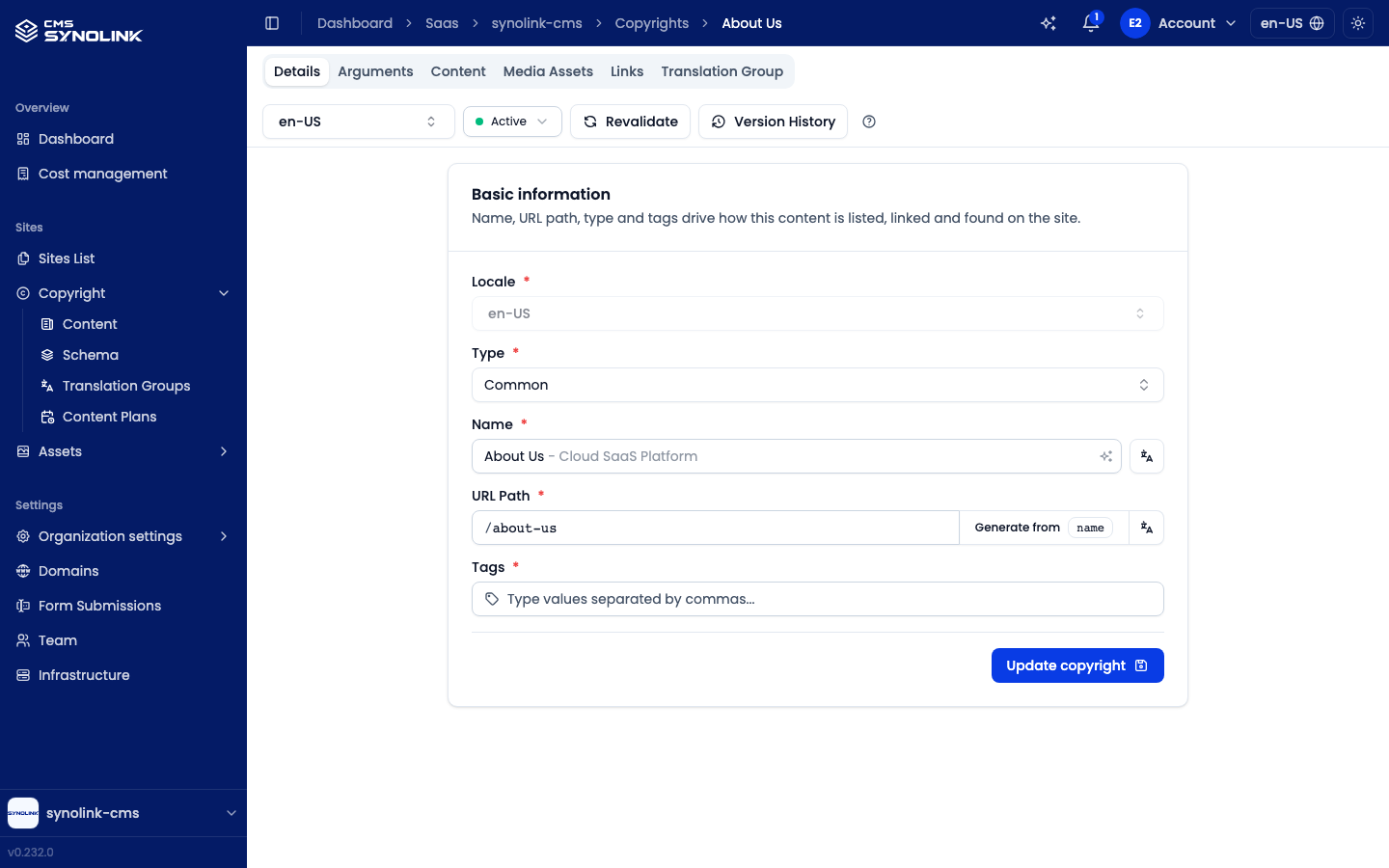 Details tab