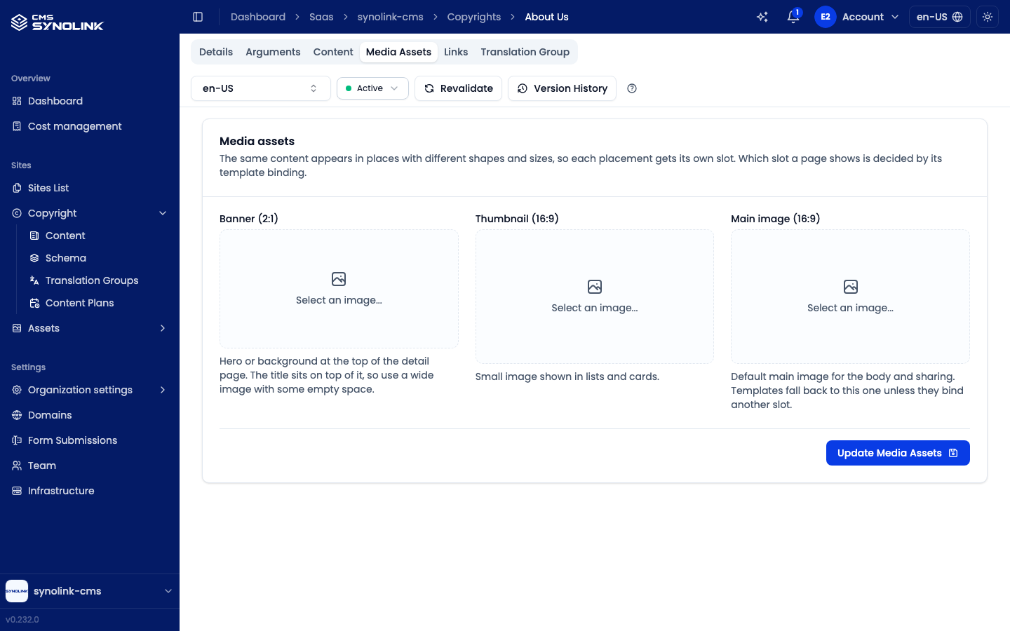 Media Assets tab