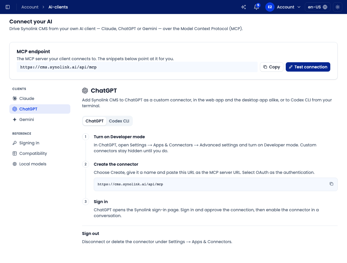 Connect your AI — ChatGPT