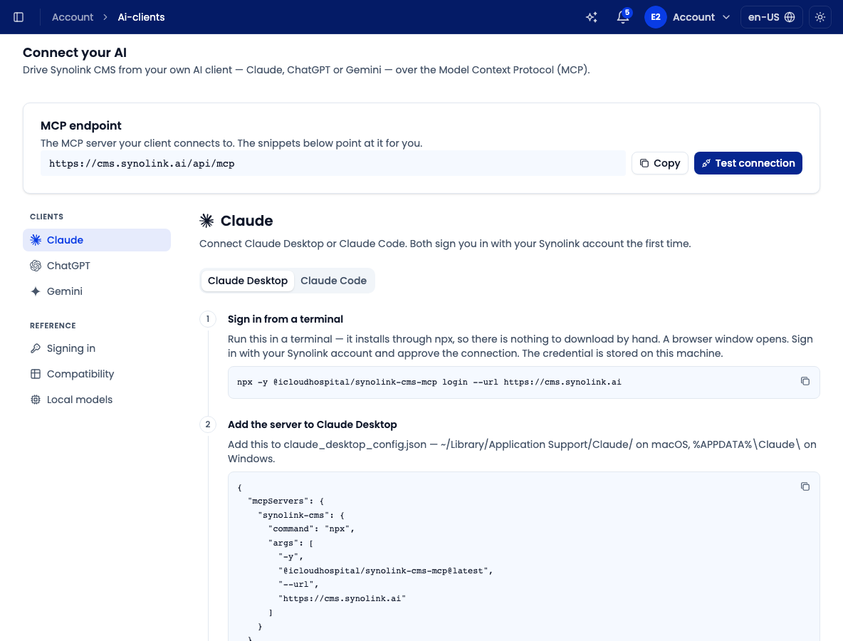 Connect your AI — Claude