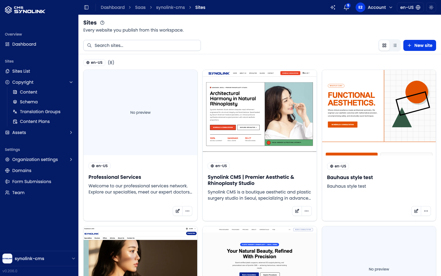 Sites list