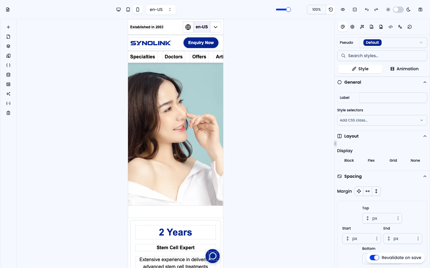 Switching to mobile view